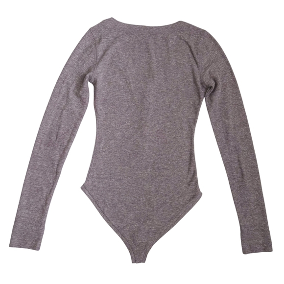 Free People Dylan Marled Heather Purple Thermal Long Sleeve Bodysuit Top - Picture 4 of 8